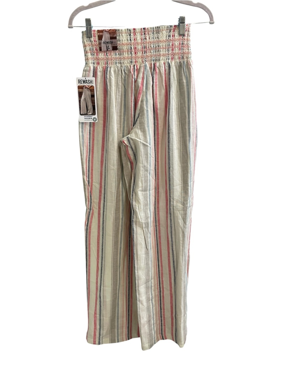 NWT Rewash Linen Blend Coastal Stripe Wide Leg Pants M - Picture 5 of 9